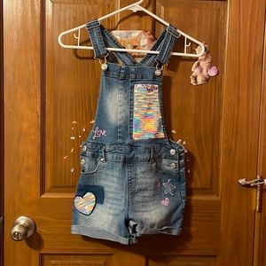Jordache Rainbow Flip Sequin Short Style Overalls Size LG 10-12 for Girls